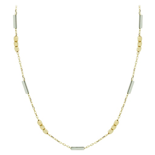 [5782] FLAT BALLS AND WHITE GOLD TUBES NECKLACE.