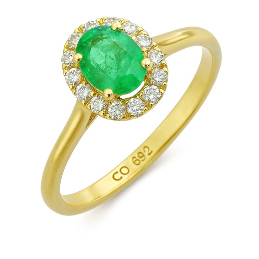 [B4187E] SORTIJA ESMERALDA OVAL DE 0.25CT CON BRILLANTES 0.12 CT H-SI