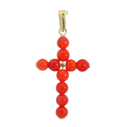 [00084C] 3MM CORAL REEF BALLS CROOS PENDANT.20x14MM.