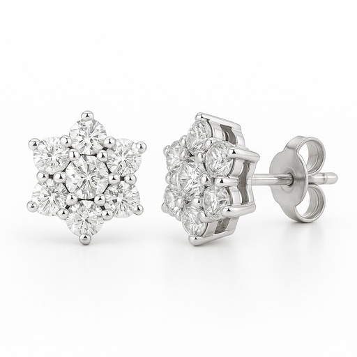 [B4111P/0.10] DIAMOND RENNET STUD EARRINGS.0.05 CT TW 