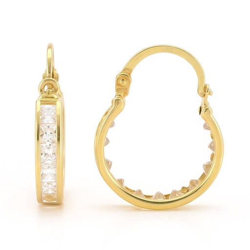 [00092] 14MM CARRE CZ HOOP EARRINGS.