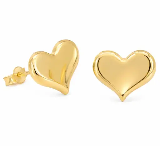 [00112] 9MM HEART STUD EARRINGS.PUSHBACK.