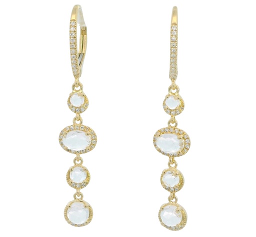 [B4210/0.18] DANGLING EARRINGS WITH DIAMONDS AND TOPAZ. DIAMONDS 0.18CT TW.