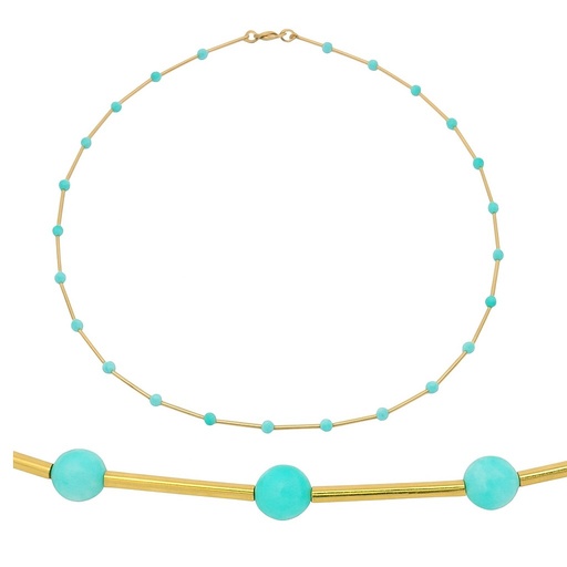 [00137T] GOLD TUBES AND AMAZONITE NECKLACE