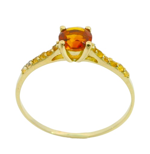 [4409C] SOLITARIO GARRA PIEDRA CITRINO MADEIRA NATURAL SEMI PRECIOSA 5MM