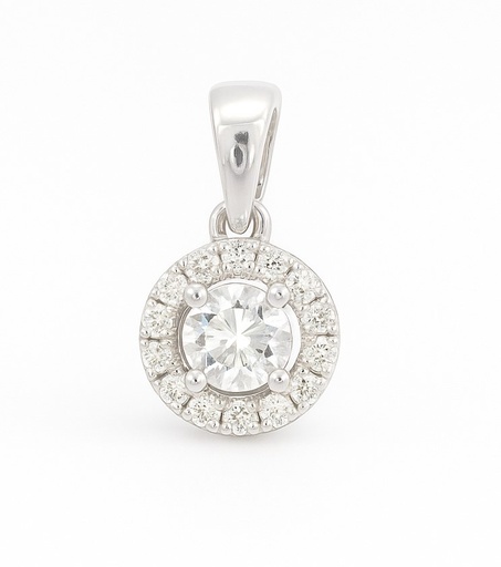[B4216C/0.15] COLGANTE REDONDO 6x6MM 1 BRILLANTE DE 0.10 CT Y 9 DE 0.05 CT.0.15 CT TW