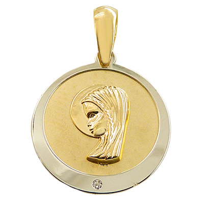 [4679B] MEDALLA VIRGEN NIÑA ARENADA 15MM BICOLOR