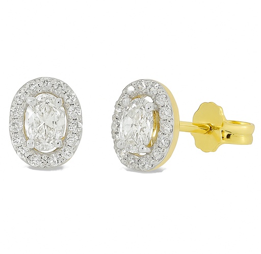 [B4199P/0.34] OVAL STUD EARRINGS WITH DIAMONDS.QUALITY SI, COLOR H.0.34 CT TW