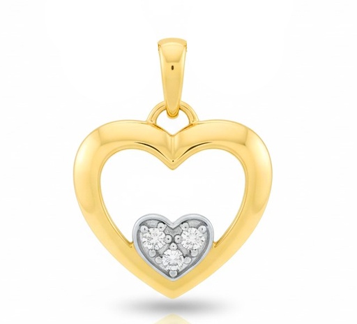 [9K5530] COLGANTE DOS CORAZONES CON CIRCONITAS.14x13MM. 9KILATES