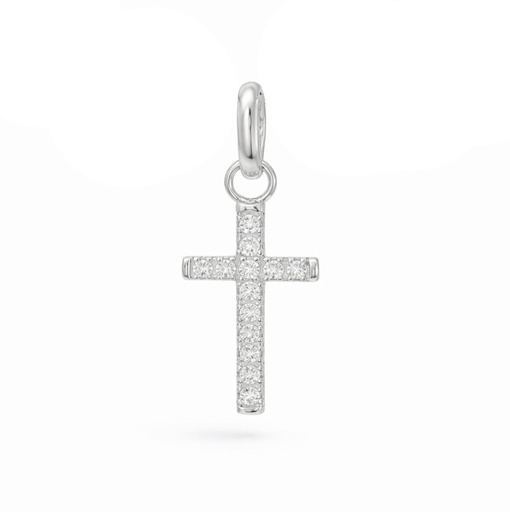 [9K0005] 11x6x1'5MM WHITE GOLD CROSS PENDANT.9 KARAT