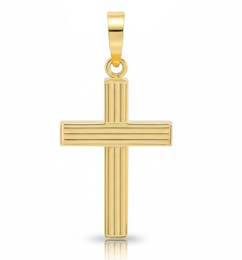[9K4808] CRUZ RAYADA SIN CRISTO 9 KILATES.24x14MM