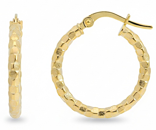 [9K0017] 21x2MM TWISTED HOOP EARRINGS.9 KARAT