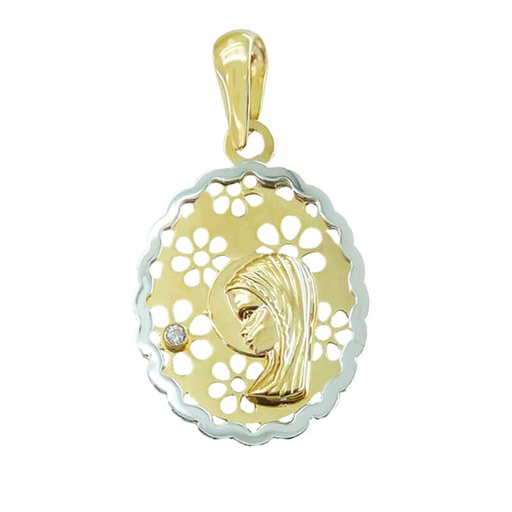 [3380B] MEDALLA VIRGEN NIÑA OVAL 17*15 MM BICOLOR
