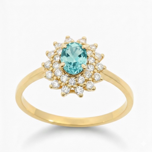 [9K0041A] SORTIJA CIRCONITA OVAL COLOR AGUA MARINA 5x4MM.9KILATES