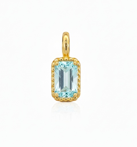 [9K0052CA] COLGANTE OCTOGONO DE 6x4MM COLOR AGUA MARINA. 9 KILATES