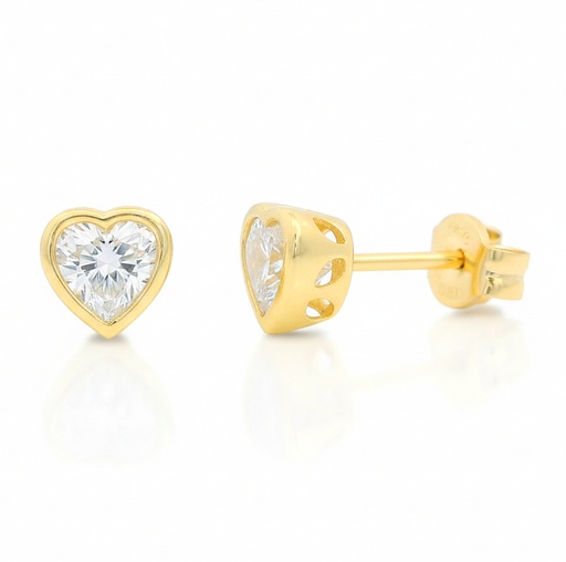 [9K0059] 5'5MM HEART CZ STUD EARRINGS.9 KARAT