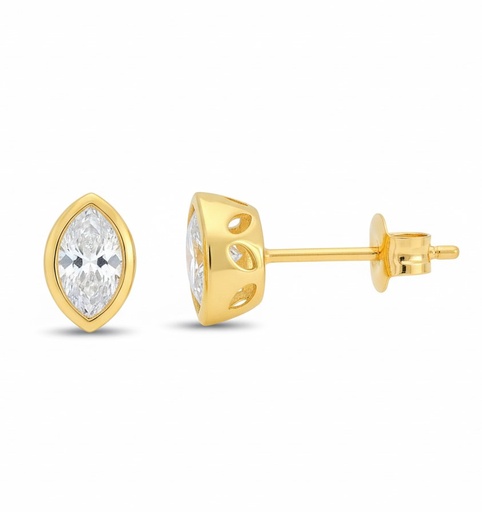 [9K0061] PENDIENTES LANZADERA CIRCONITA 6x4MM.9 KILATES