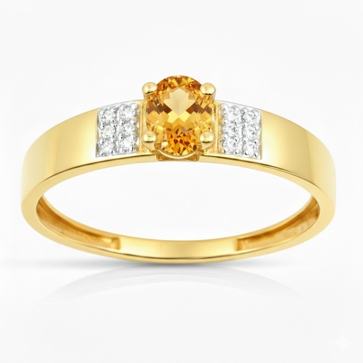 [9K0066C] 5x4MM NANO CITRINE GOLD RING.9 KARAT