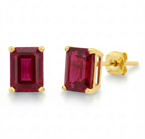 [3974R] 7x5MM RUBI STUD EARRINGS.PUSHBACK