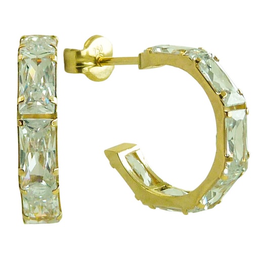 [4961] 13x3MM HOPP  EARRINGS WITH CZ.