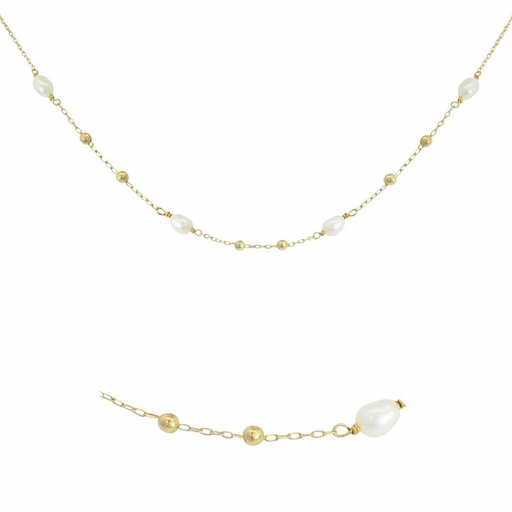 [9K00185] GARGANTILLA BOLAS Y PERLAS CULTIVADAS. 45CM 9 KILATES