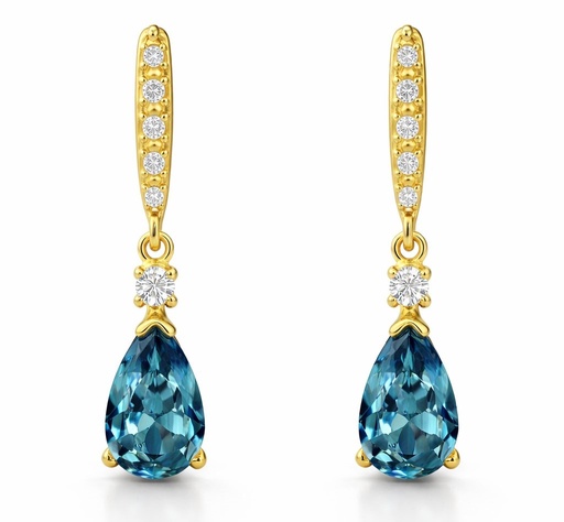 [00210L] PENDIENTES LARGOS CON PERA 6x4 TOPACIO LONDON BLUE.PRESION.18MM