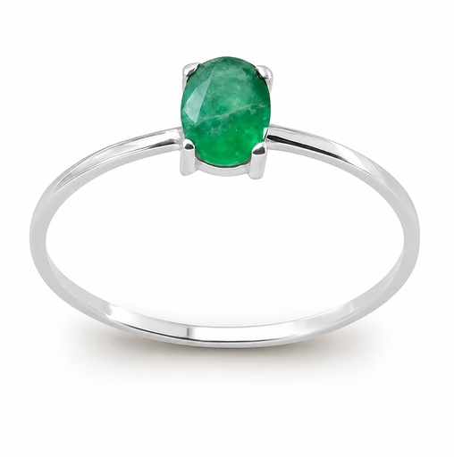 [5440/SEB] 6x4MM OVAL EMERALD WHITE GOLD RING. 0.53 CT
