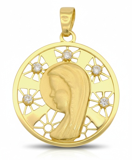 [9K00129/22] MEDALLA REDONDA VIRGEN CON CIRCONITAS.22MM. (copia)