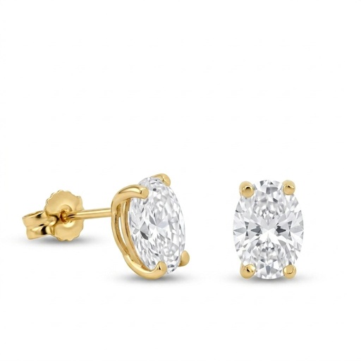 [9K00227TB] PENDIENTES TOPACIO BLANCO OVAL 7x5MM.PRESION 9KILATES