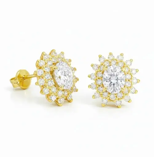 [9K0041P] PENDIENTES CUAJO CIRCONITA  DE 5x4MM.9 KILATES