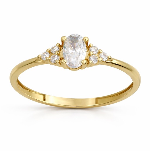 [9K0086] SORTIJA CIRCONITA CON GARRA 5x3 OVAL .9 KILATES