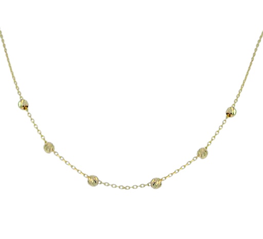 [9K0093] CARVED BALLS NECKLACE.9 KARAT GOLD