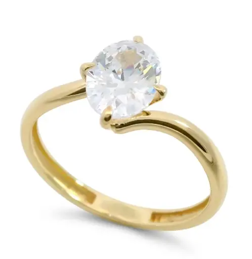[9K0105] SOLITARIO  CIRCONITA GARRA OVAL DE 9MM.9KILATES