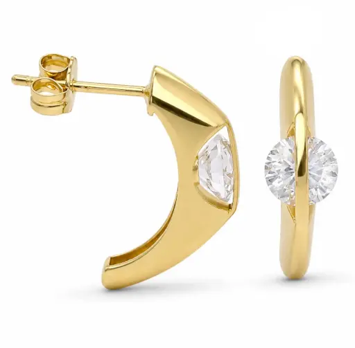 [9K0107] MEDIOS AROS CON CIRCONITAS DE 5MM .17x3MM. 9 KILATES