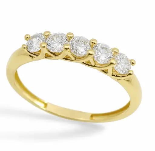 [9K0110] SORTIJA CIRCONITA 5 GARRAS 3MM PIEDRA .9KILATES