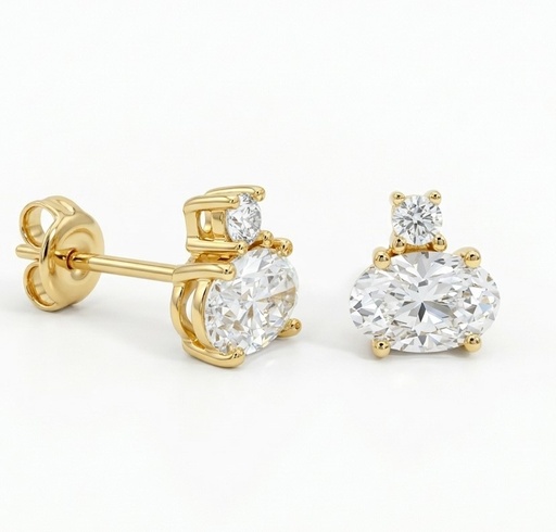 [9k00225P] PENDIENTE OVAL 2 GARRAS 6X4MM.9 KILATES