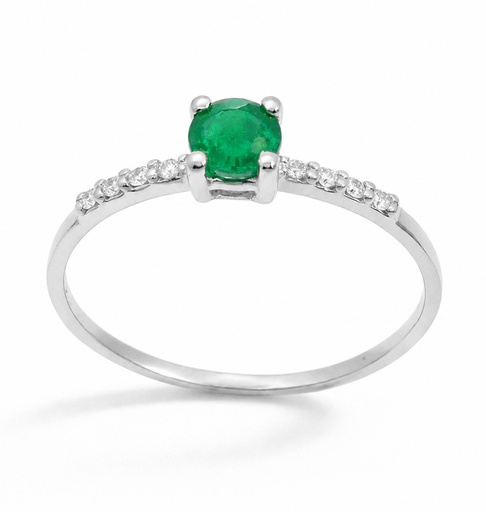 [B4155/SEB] SORTIJA ESMERALDA REDONDA 4MM 8 BRILLANTES 1MM H-SI 0.06 CT TW