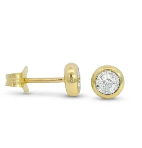 [B4227/0.16] PENDIENTES BRILLANTES CHATON Di 1 RD 0.16 CT  TW