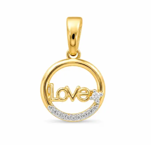 [B4229] COLGANTE "LOVE" REDONDO 5 BRILLANTE DE  0.013  DI 1RD VSI H 0.017CT TW.17MM CON LA REASA