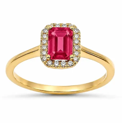 [B4232/SR] 6x4MM(0.66 CT) RUBI RING WITH 0.08 CT TW DIAMONDS