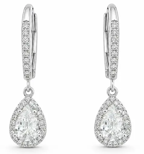 [B4241/0.15] PENDIENTES BRILLANTES PERA Di 66 RD 0.15 CT.TW 2RD ,ZAFIRO BLANCO DE 0.90 CT