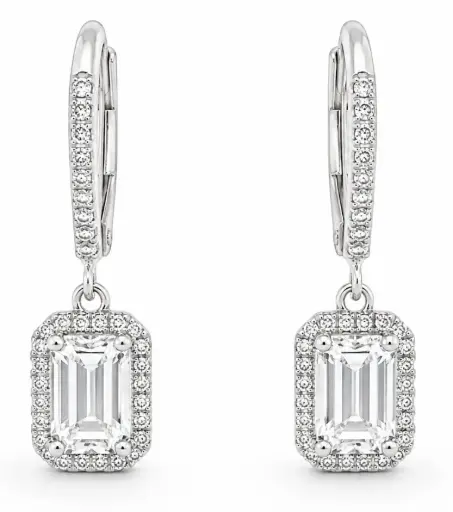 [B4242/0.16] PENDIENTES BRILLANTES CUADRADO Di 70 RD 0.16 CT.TW 2RD ZAFIRO BLANCO 1.20 CT .0.16 CT TW