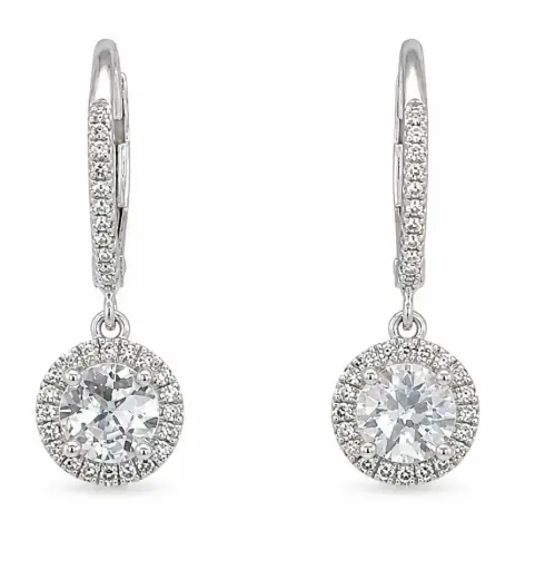 [B4243/0.17] PENDIENTES BRILLANTES REDONDOS Di 62 RD 0.17 CT.TW 2RD ZAFIROS BLANCOS 1.00 CT TW
