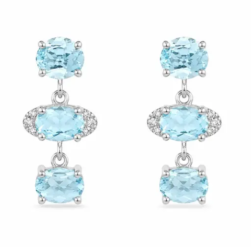[B4244/0.06] PENDIENTES BRILLANTES SC 24 RD 0.06 CT.TW 6 TOPACIO AZUL 4.7330 CT TW