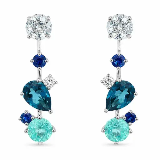 [B4245/0.12] PENDIENTES BRILLANTES 2RD SI H 0.07 DI 2 RD SO H 0.05 PIEDRAS NATURAL 3.36 CT TW