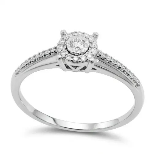 [B4246/0.13B] SORTIJA CUAJO BRILLANTES 1RD SI H 0.035 DI 32 RD SI H 0.095CT .0.13 CT TW.