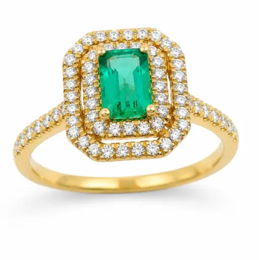 [B4250E/0.34] SORTIJA 1 ESMERALDA 0.65CT Y BRILLANTES 0.34 CT TW