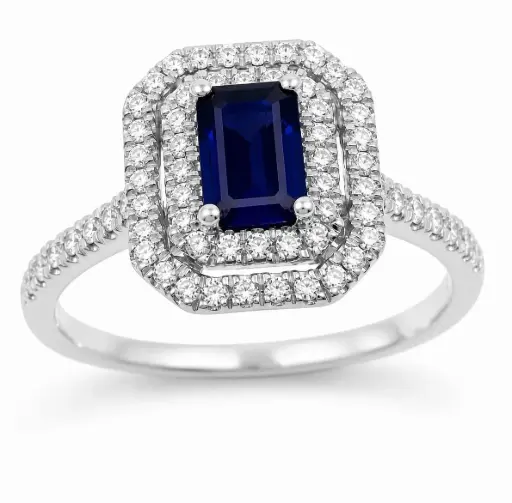 [B4250ZB/0.34] 0.65 CT SAPPHIRE AND 0.34 CT TW DIAMONDS RING