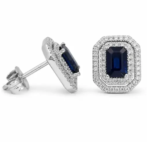 [B4250ZPB/0.68] PENDIENTES ZAFIRO 0.65CT TW Y BRILLANTES 0.34CT  CT TW