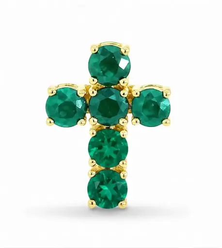 [00230E] CRUZ 12x9MM CON 6 ESMERALDAS.0.65 CT TW